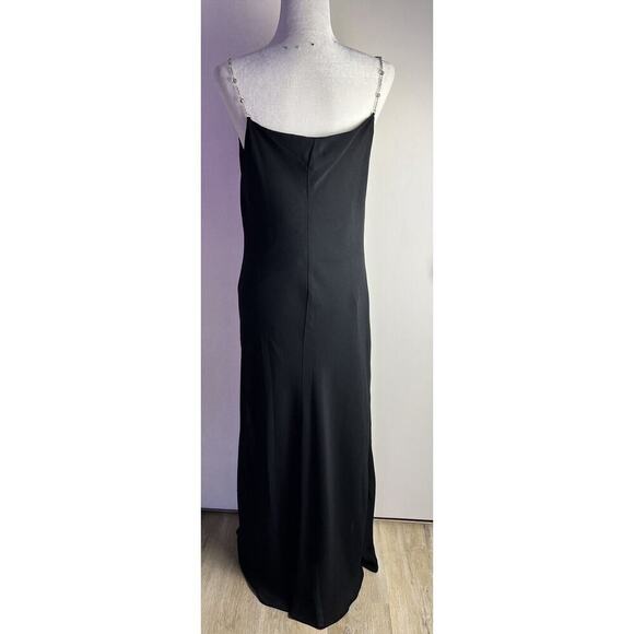 Scott McClintock 1980’s Black Evening Gown Jeweled Chain Spaghetti Straps Sz 14 - Picture 3 of 11